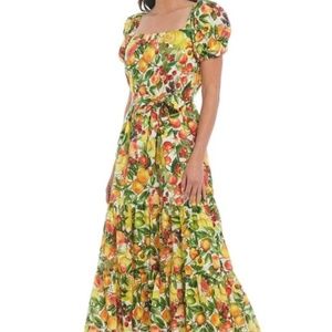 Antonio Melani Charlotte Citrus Belted Maxi Puff Sleeve Dress